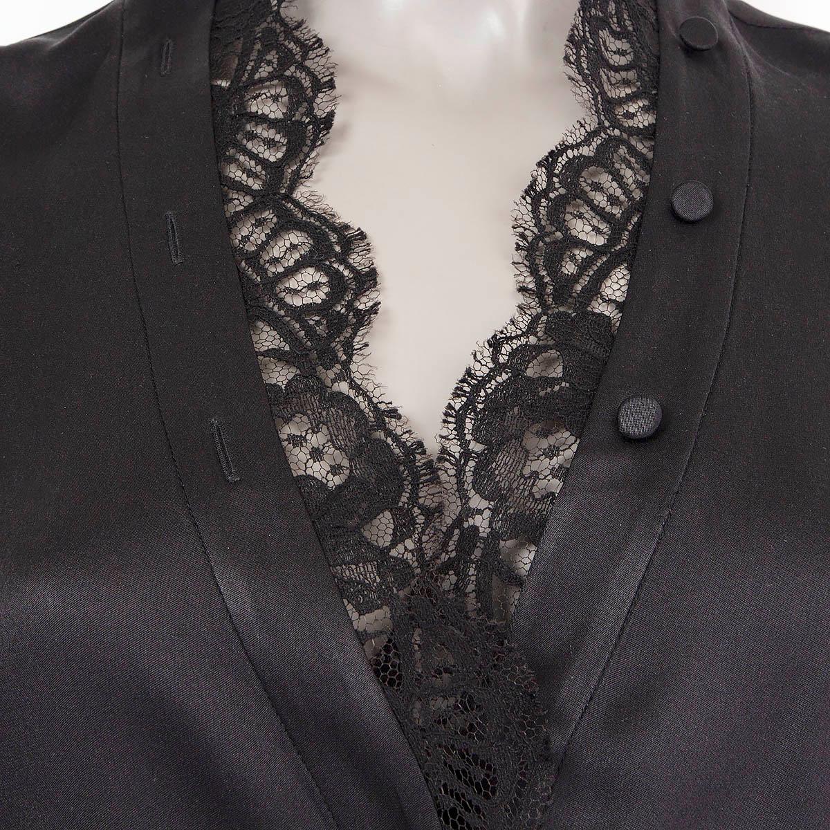 Alexander McQueen black silk LACE TRIM Blouse Shirt 38 XS For Sale 1