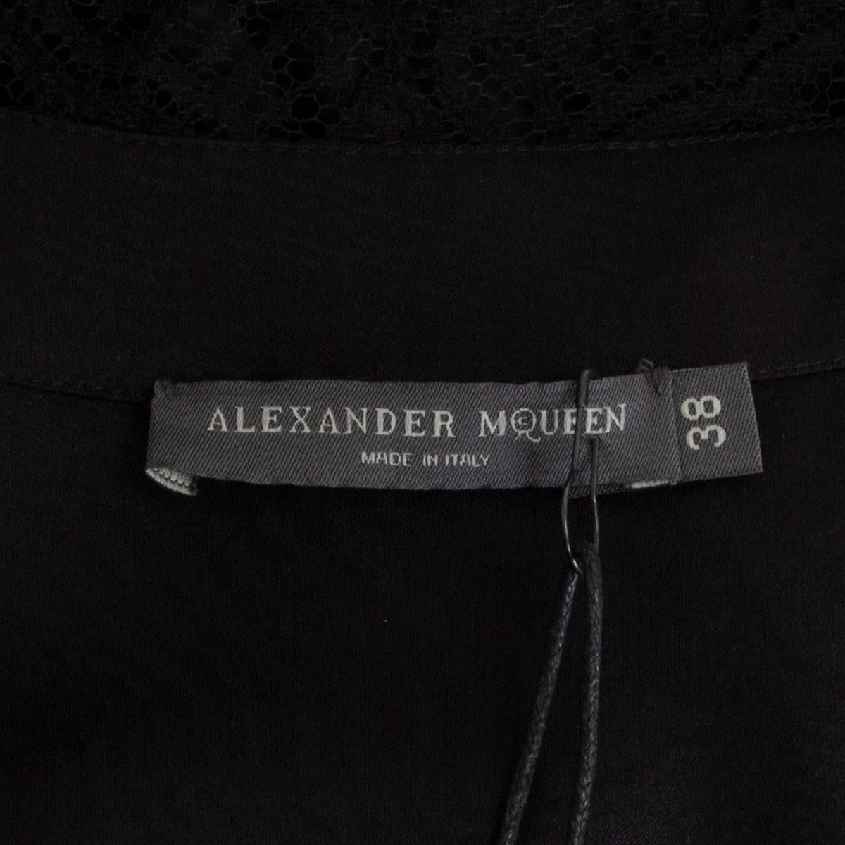 Alexander McQueen black silk LACE TRIM Blouse Shirt 38 XS For Sale 2