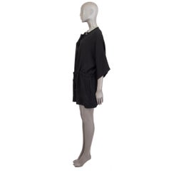 ALEXANDER MCQUEEN black silk LACE-UP DROP WAIST MINI Dress 36