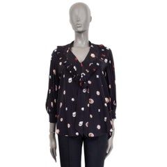Alexander McQueen black silk PRINTE Blouse Shirt 40 S