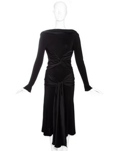 Alexander McQueen black silk scarf evening dress, fw 2004