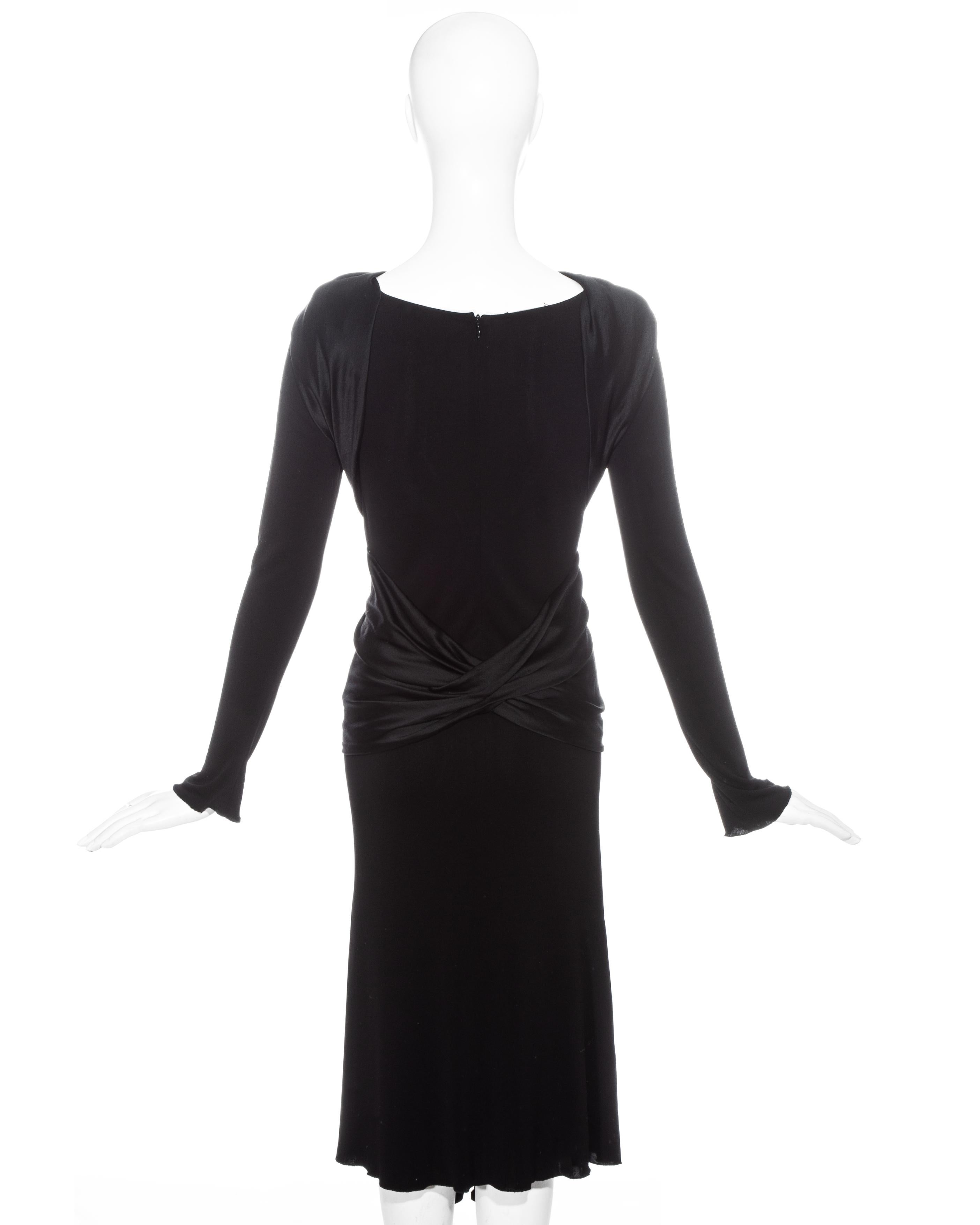 Women's Alexander McQueen black silk scarf evening dress, fw 2004
