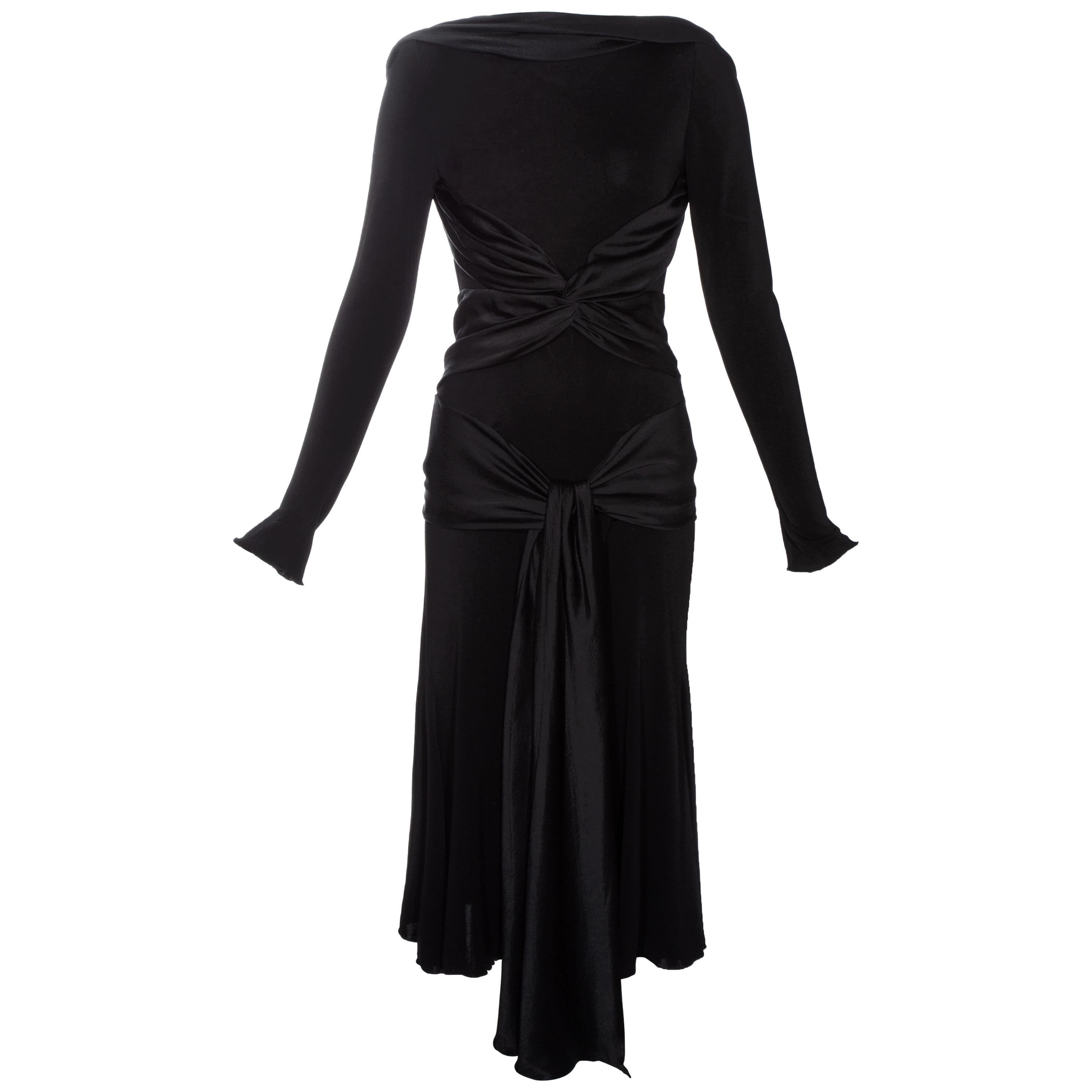 Alexander McQueen black silk scarf evening dress, fw 2004
