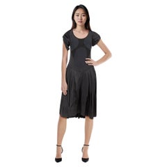Alexander McQueen Black Silk Short Sleeve Dress Size L