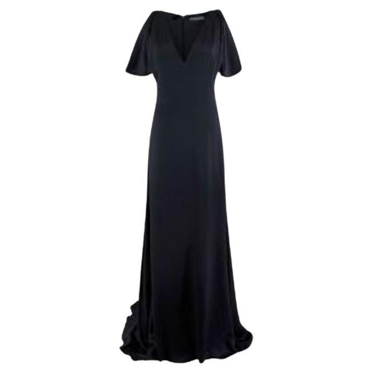 Alexander McQueen Black Silk VNeck Drape Sleeve Gown For Sale at 1stDibs