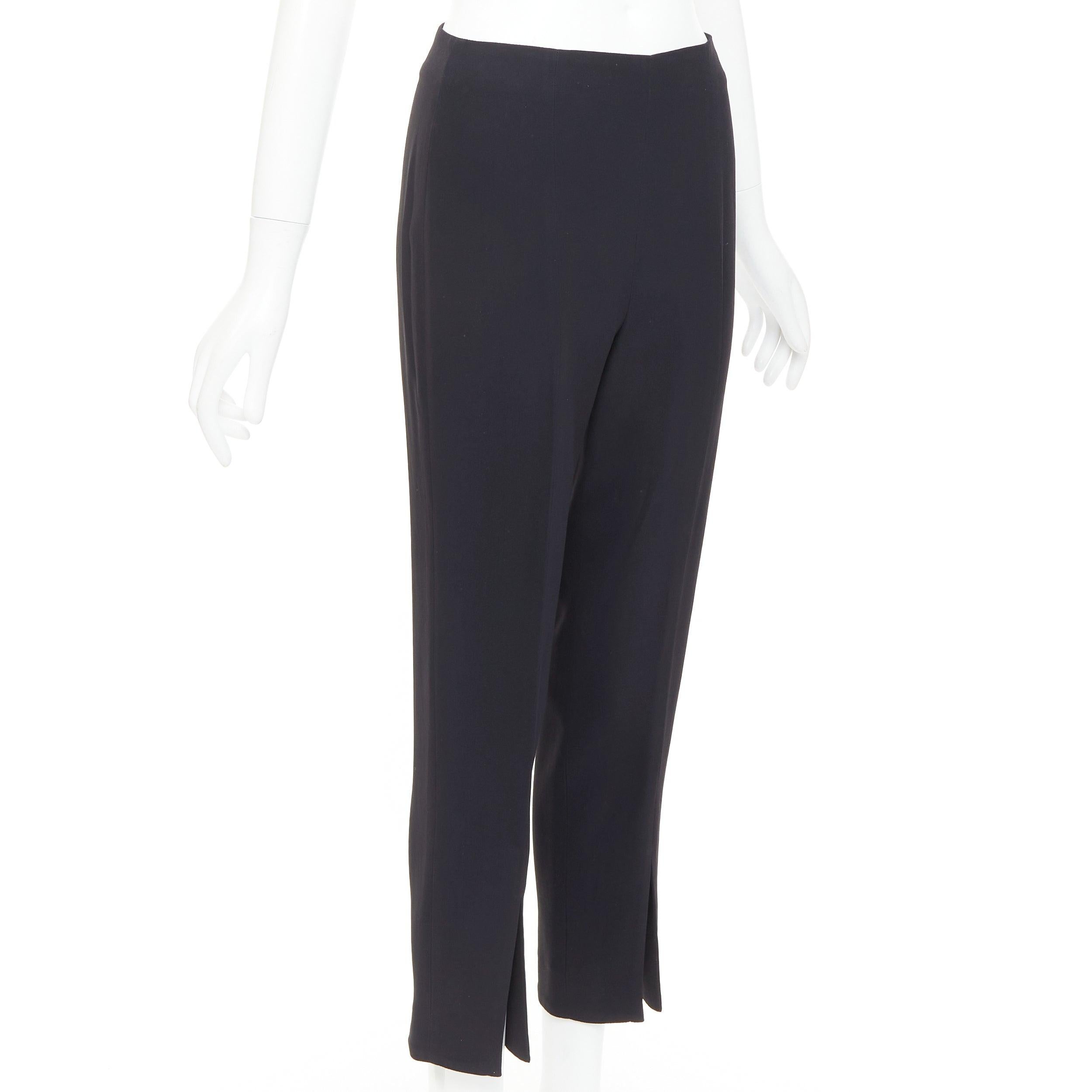 Noir Alexander McQueen - Pantalon court taille haute en soie noire avec fente sur le devant IT40 S en vente