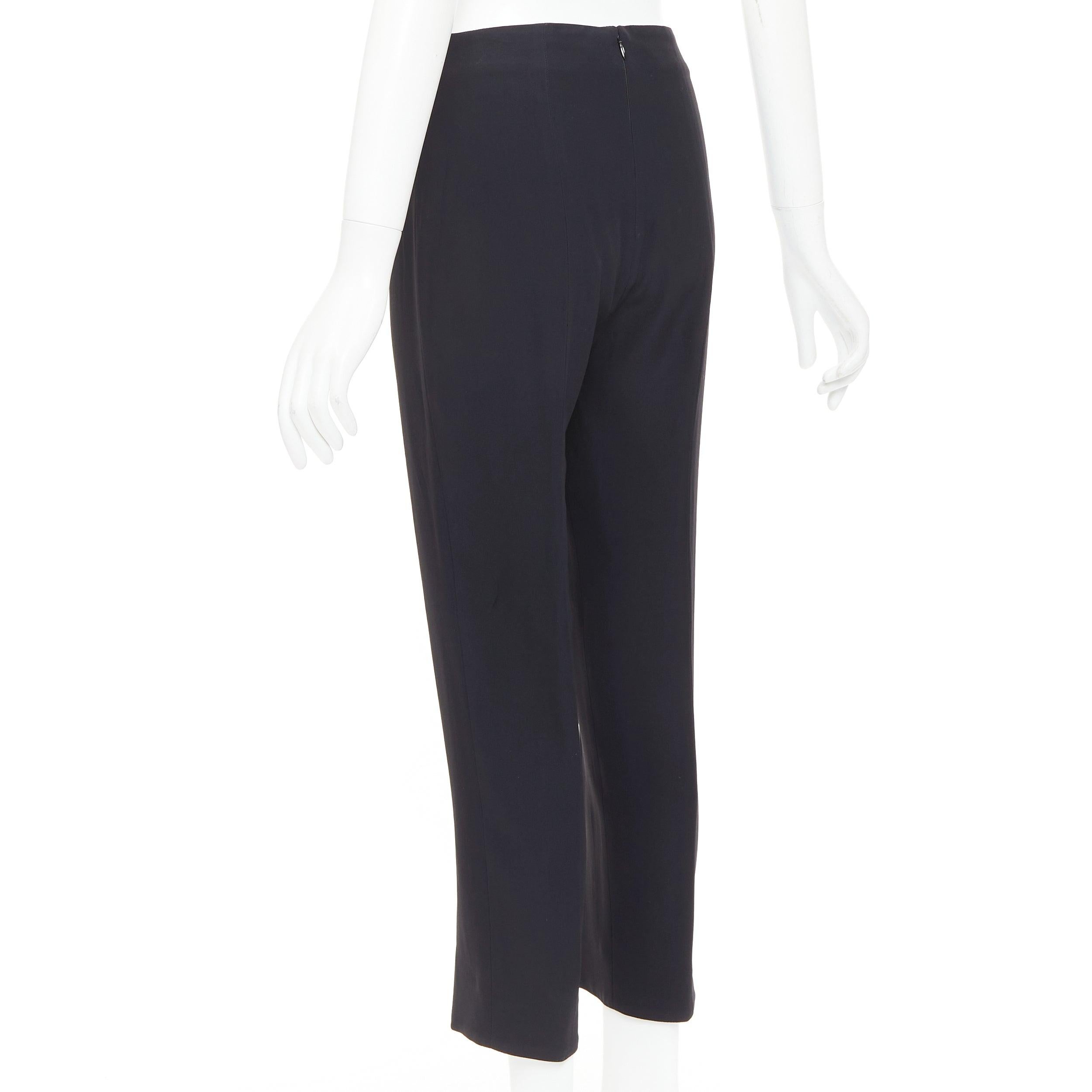 Alexander McQueen - Pantalon court taille haute en soie noire avec fente sur le devant IT40 S en vente 1
