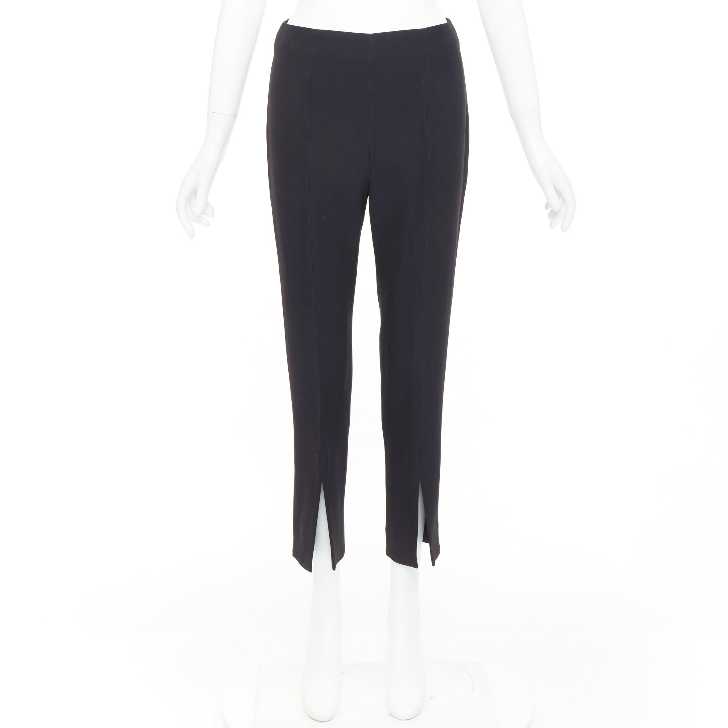 Alexander McQueen - Pantalon court taille haute en soie noire avec fente sur le devant IT40 S en vente 4