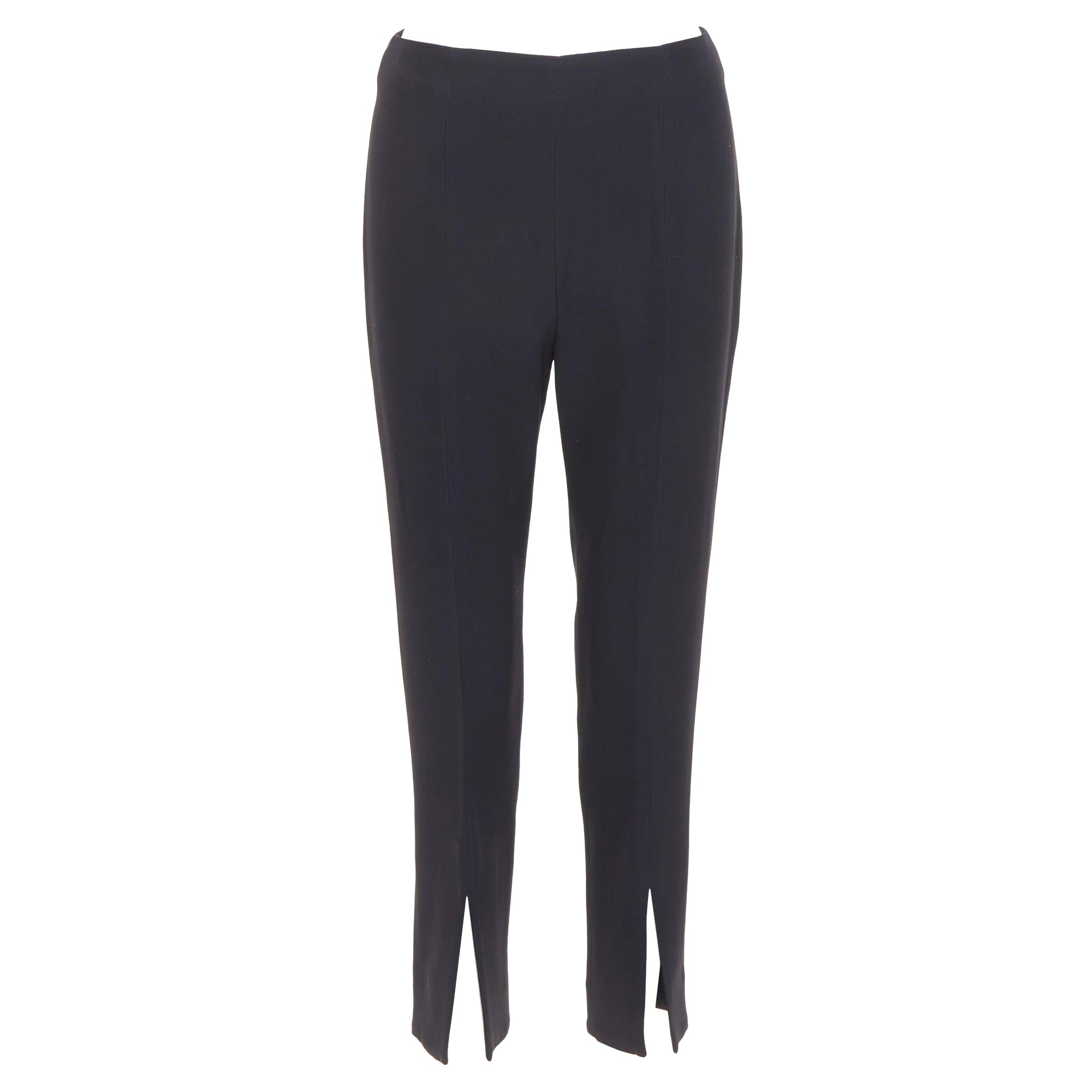 ALEXANDER MCQUEEN black silky slit front high waisted cropped pants IT40 S