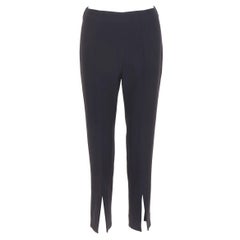 ALEXANDER MCQUEEN black silky slit front high waisted cropped pants IT40 S