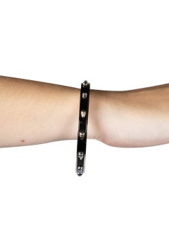 Alexander McQueen - Bracelet tête de mort noir et argent