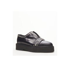 ALEXANDER MCQUEEN black silver studded creeper platform brogue EU37