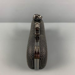 ALEXANDER MCQUEEN Black Silver Studded Leather Metal Knuckle Clutch