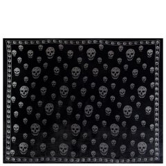 ALEXANDER MCQUEEN black SKULL DEVORE VELVET Scarf