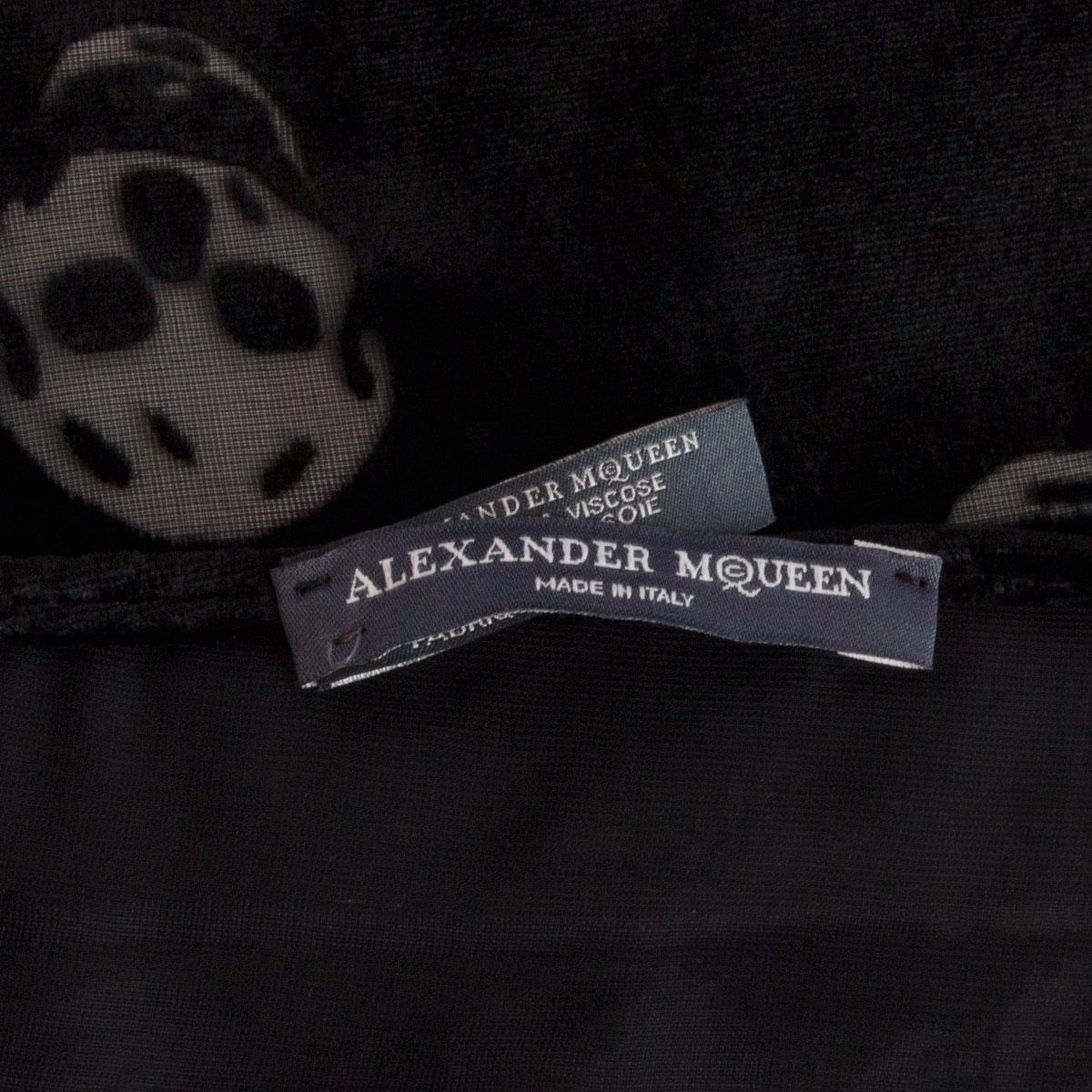 Black ALEXANDER MCQUEEN black SKULL DEVORE VELVET Scarf