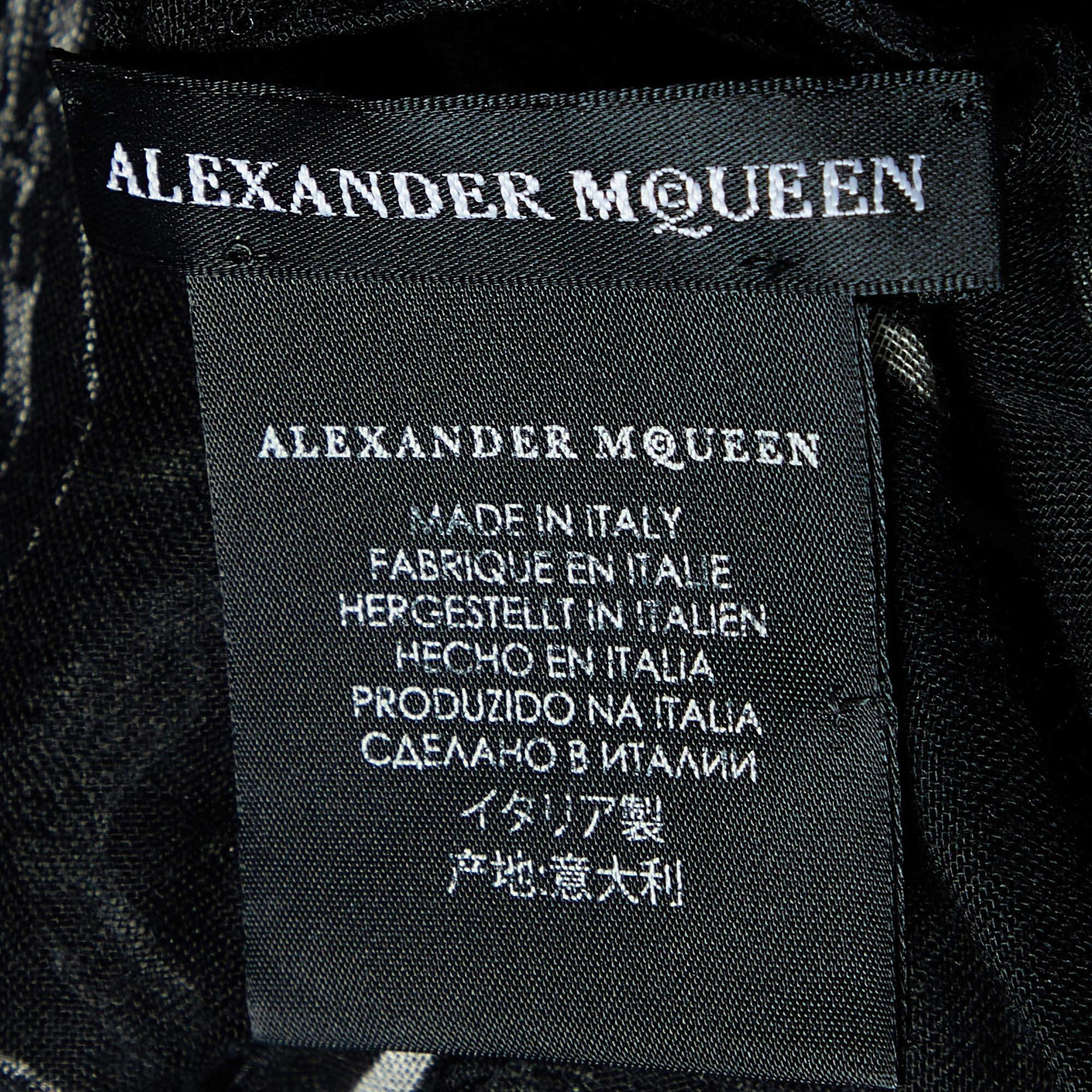 Alexander McQueen Black Skull Print Silk & Modal Scarf 1