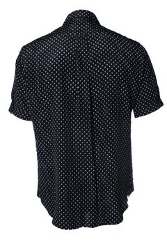Alexander McQueen, Schwarzes Seidenhemd mit Totenkopfdruck