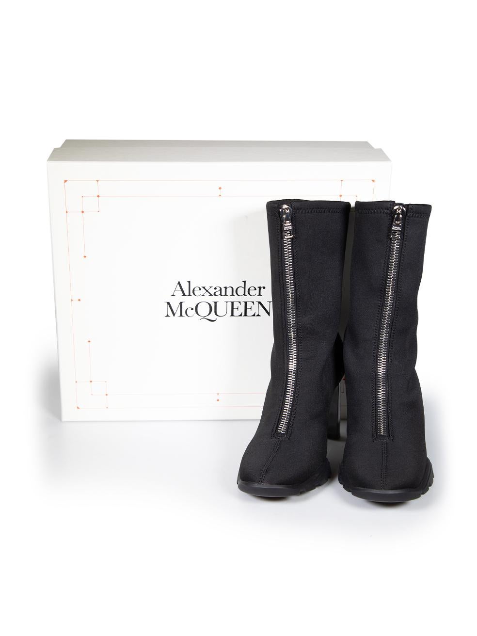 Alexander McQueen Black Sock Heeled Zip Boots Size IT 39 For Sale 6