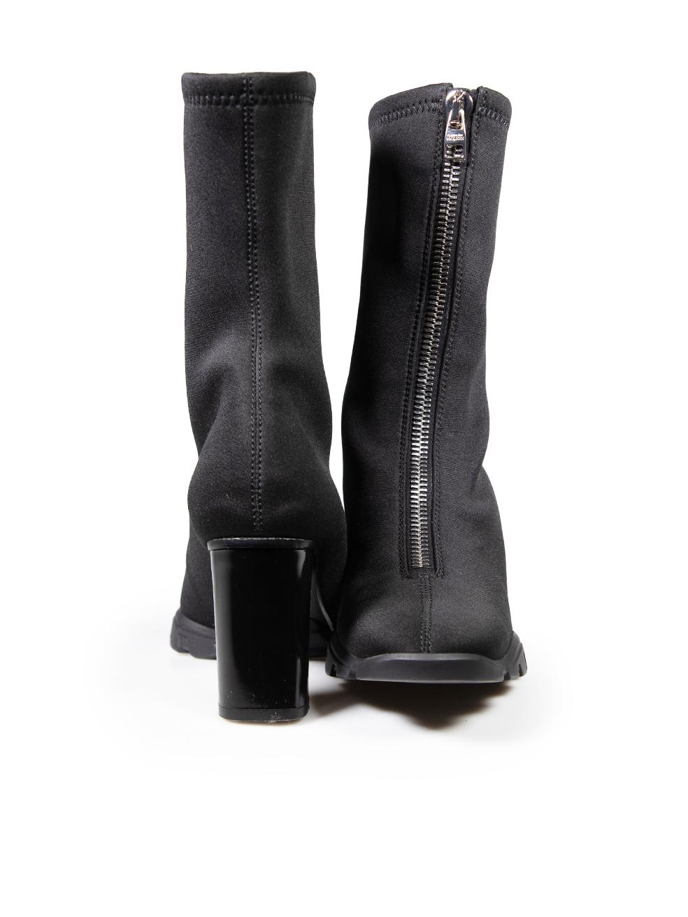 Alexander McQueen Black Sock Heeled Zip Boots Size IT 39 In Good Condition For Sale In London, GB