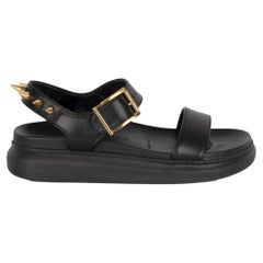 Alexander McQueen Black Spike Flatform Sandals - '10s
