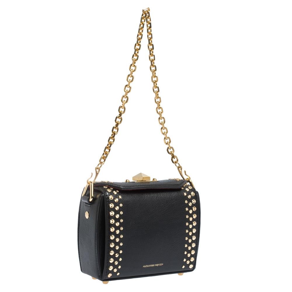 Alexander McQueen Black Studded Leather Box 16 Shoulder Bag 3