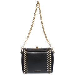 Alexander McQueen Black Studded Leather Box 16 Shoulder Bag