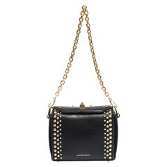 Alexander McQueen Black Studded Leather Box 16 Shoulder Bag