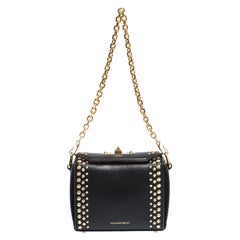 Alexander McQueen Black Studded Leather Box 16 Shoulder Bag