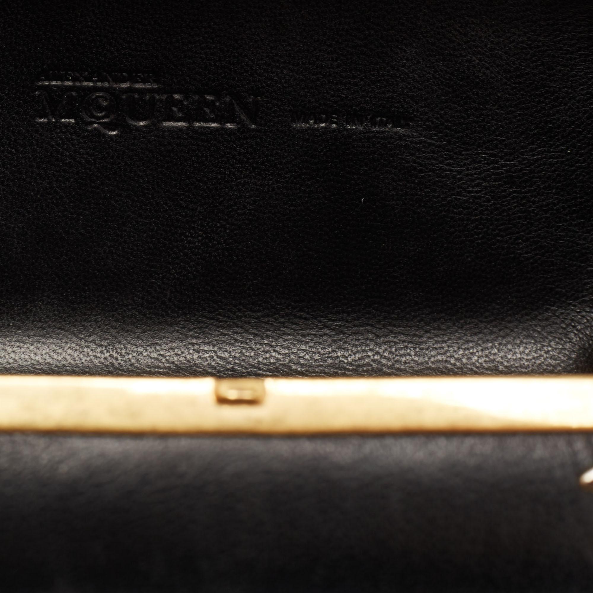 Alexander McQueen Black Studded Leather Skull Lock Clutch 3