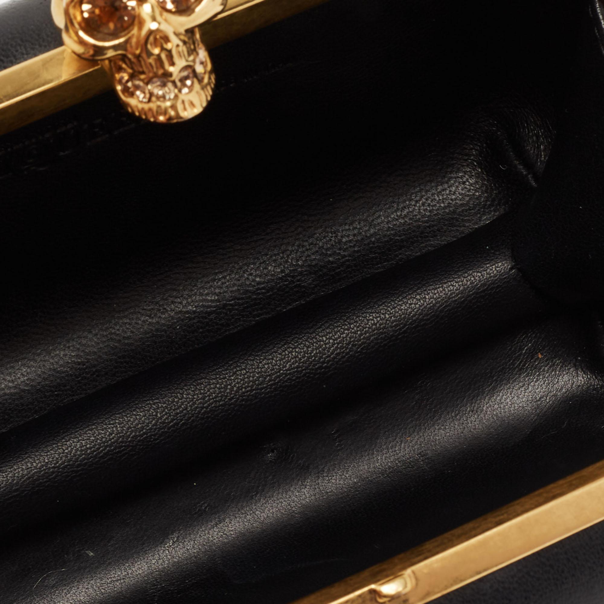 Alexander McQueen Black Studded Leather Skull Lock Clutch 4