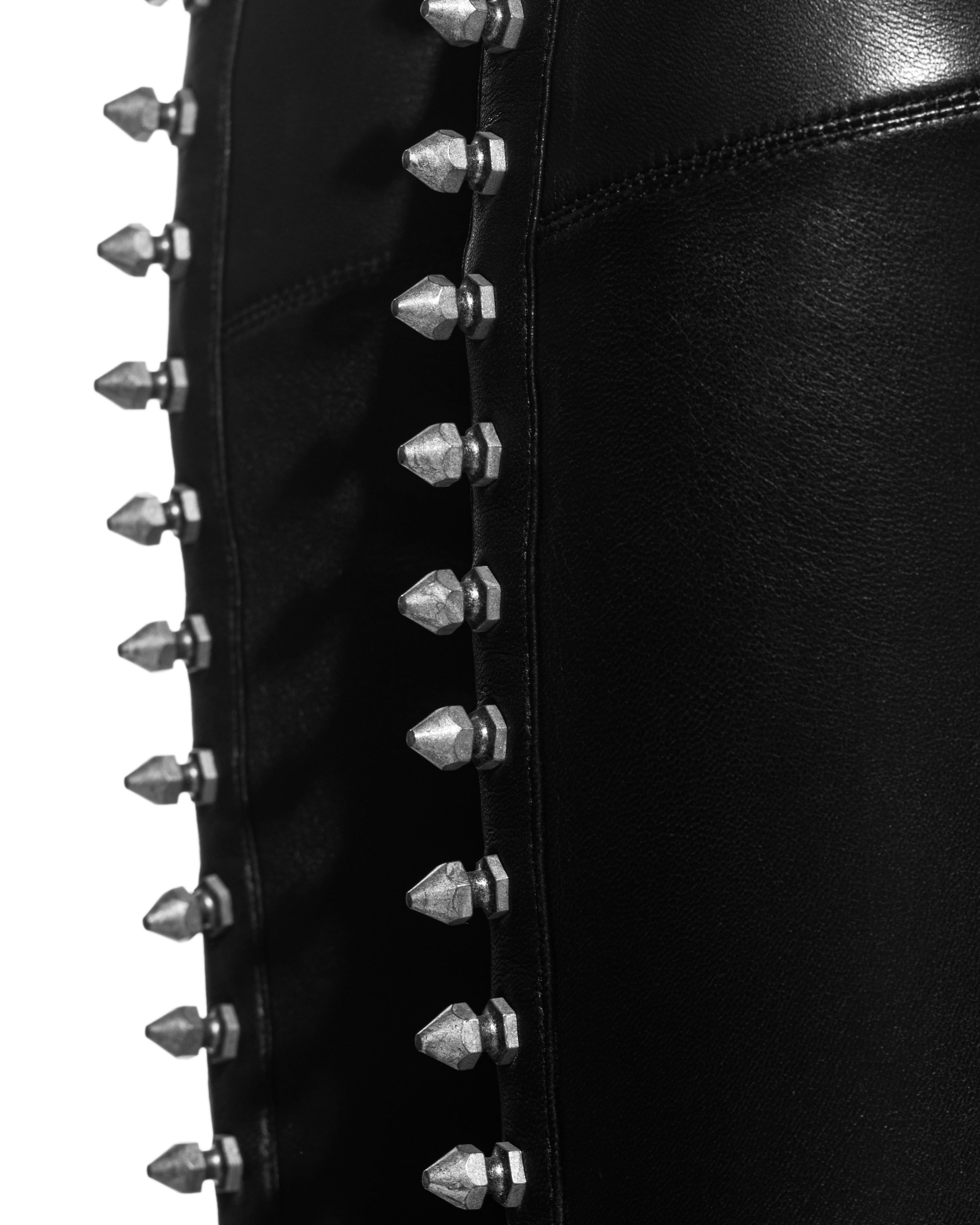 Alexander McQueen black studded leather thigh-high platform boots, fw 2009 3