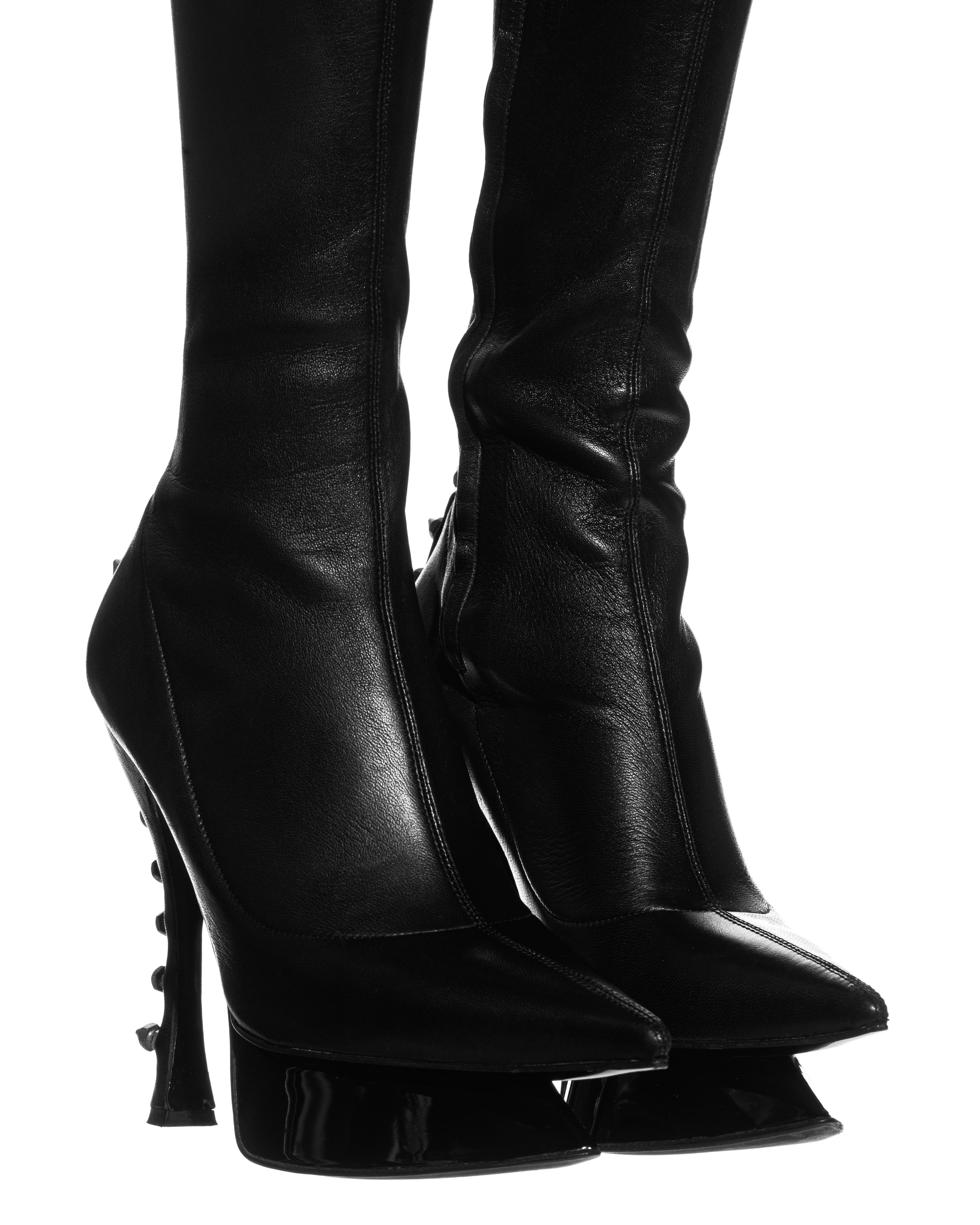 Alexander McQueen black studded leather thigh-high platform boots, fw 2009 In Excellent Condition In London, GB