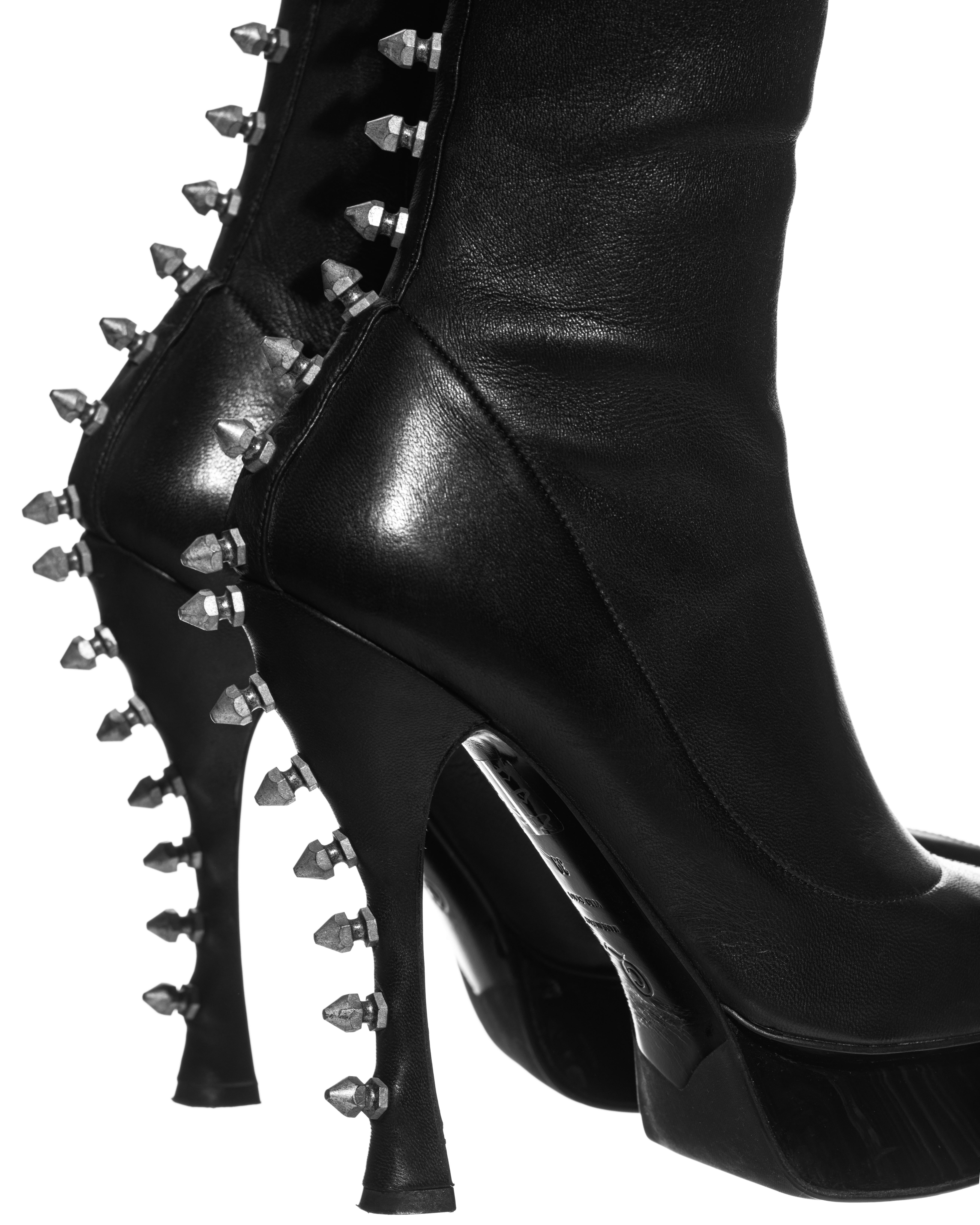 Alexander McQueen black studded leather thigh-high platform boots, fw 2009 1
