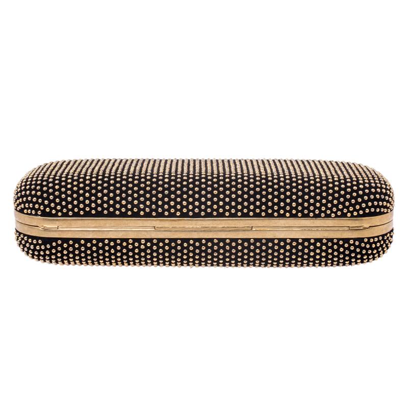 Alexander McQueen Black Studded Suede Skull Knuckle Box Clutch 1