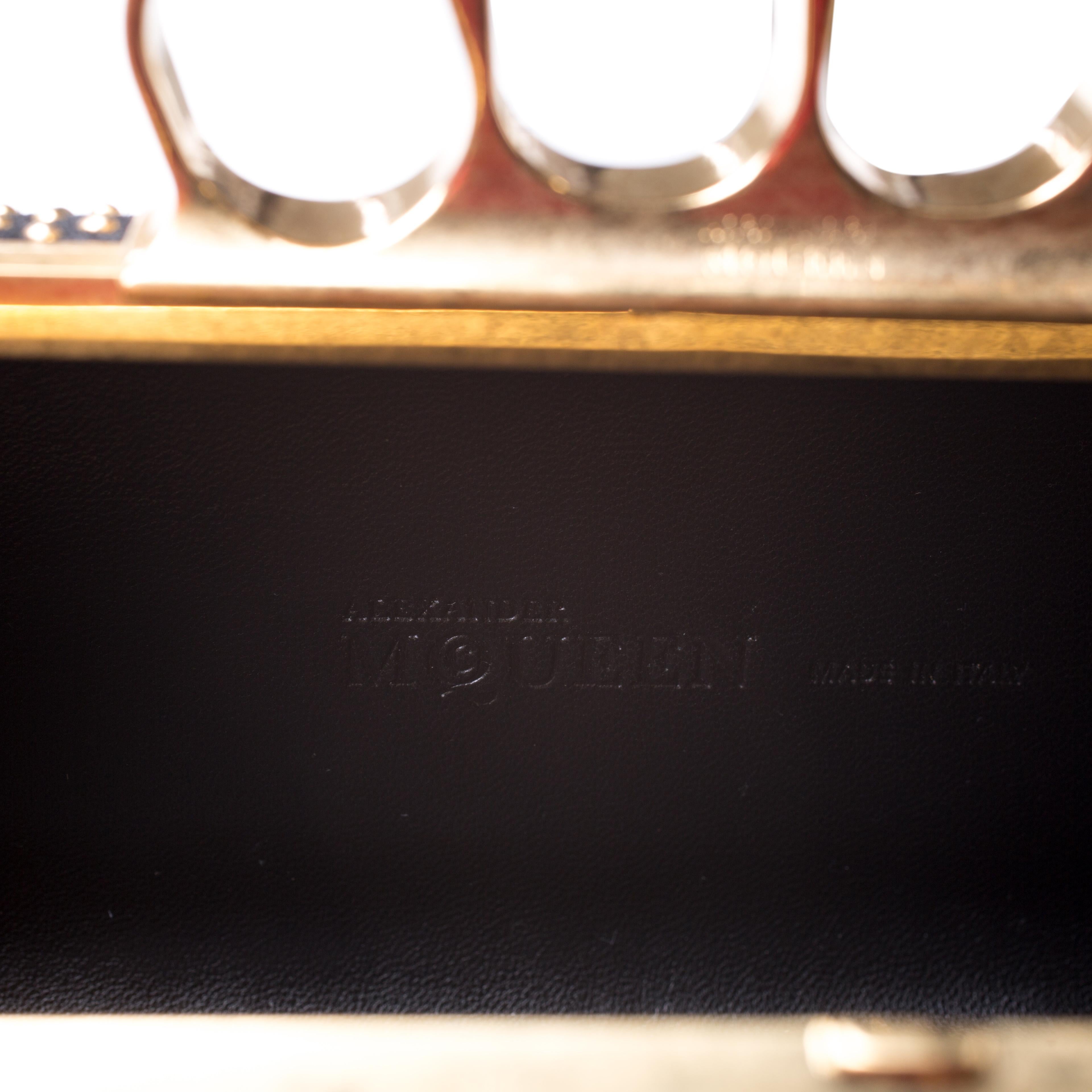Alexander McQueen Black Studded Suede Skull Knuckle Box Clutch 4