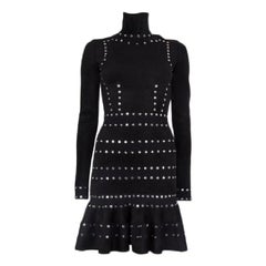 ALEXANDER MCQUEEN black STUDDED Turtleneck Dress XS