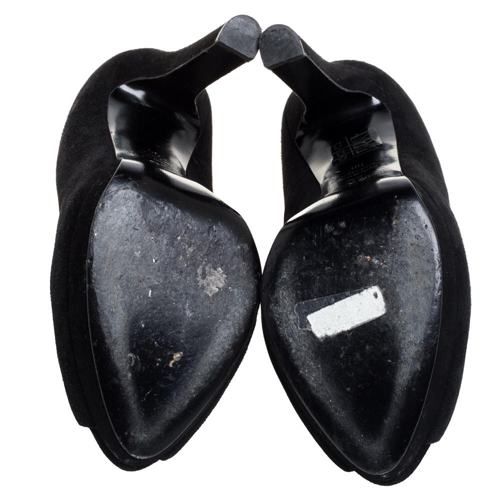Women's Alexander McQueen Black Suede Crystal Embellished Skull Peep Toe Pumps Size 38