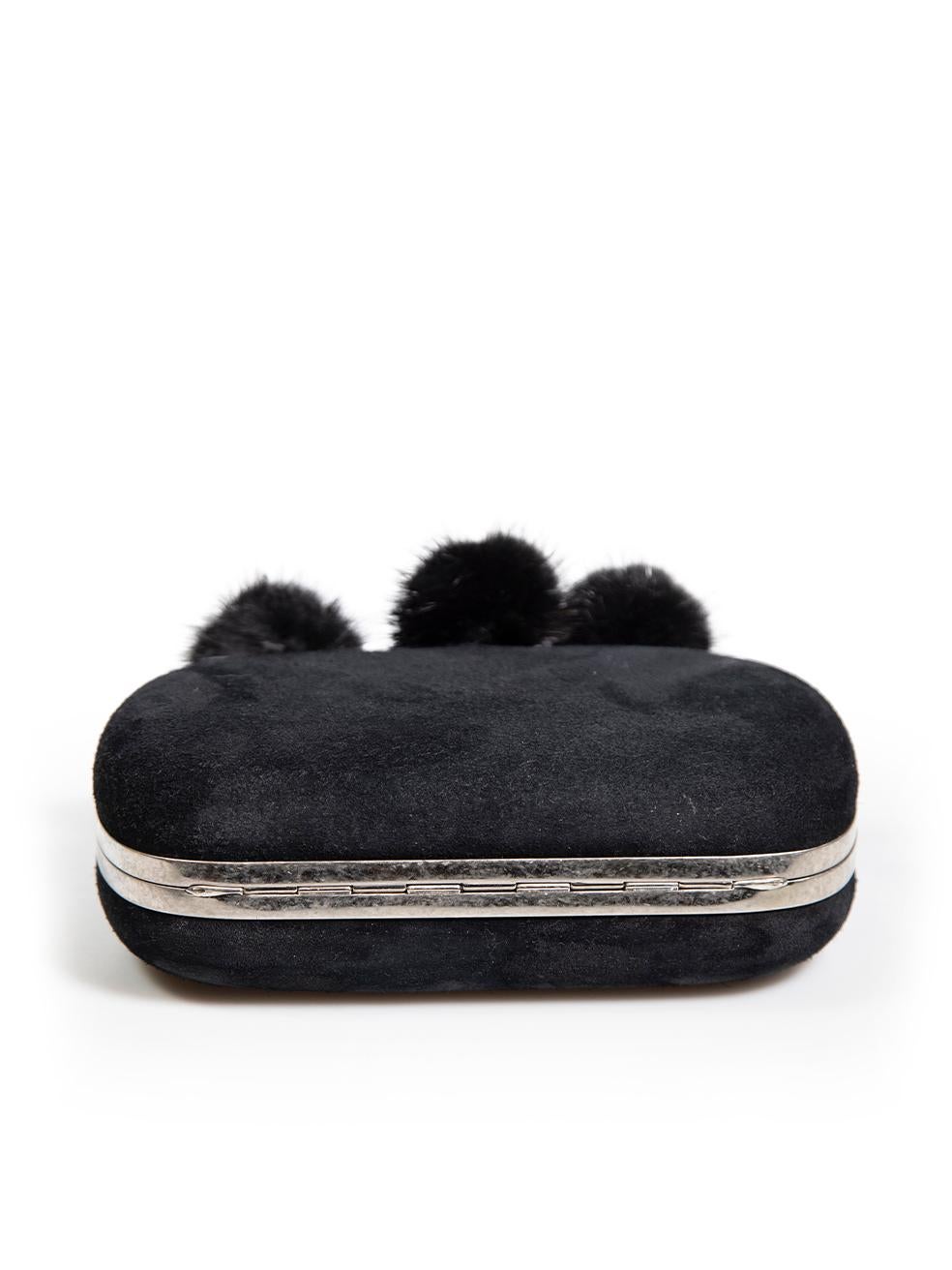 Women's Alexander McQueen Black Suede Dandelion Punk Skull Box Clutch