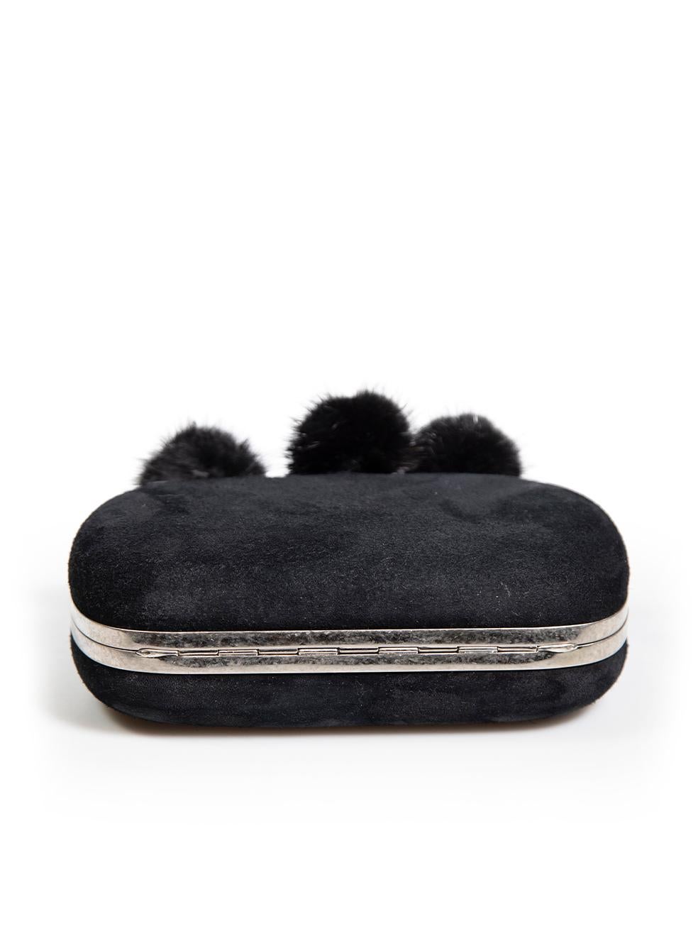 Women's Alexander McQueen Black Suede Dandelion Punk Skull Box Clutch For Sale