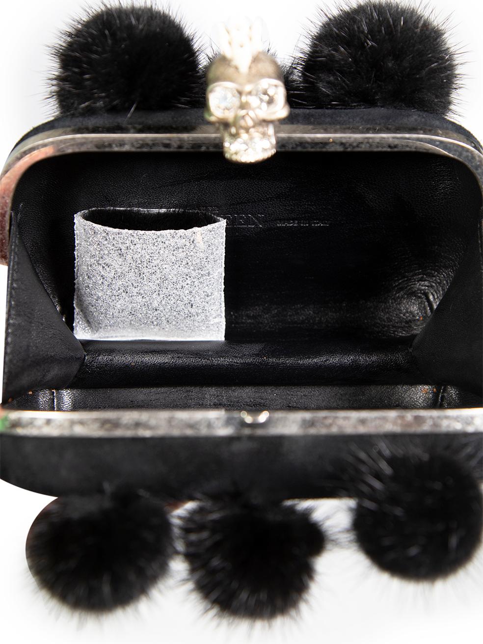 Alexander McQueen Black Suede Dandelion Punk Skull Box Clutch For Sale 1