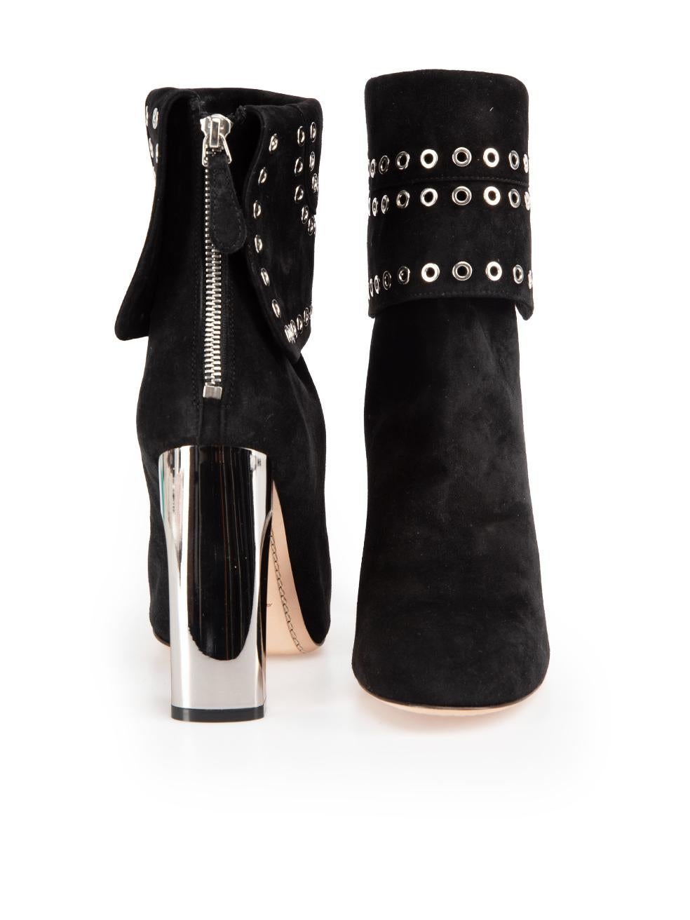Alexander McQueen Black Suede Eyelet Boots Size IT 39 In Excellent Condition In London, GB