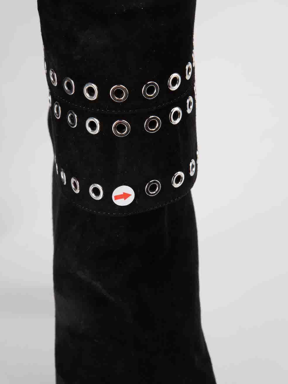 Alexander McQueen Black Suede Eyelet Boots Size IT 39 3