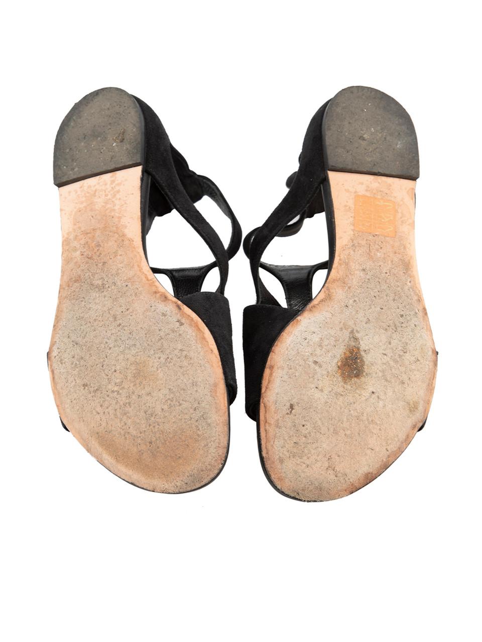 Women's Alexander McQueen Black Suede Flat Strap Sandals Size IT 36