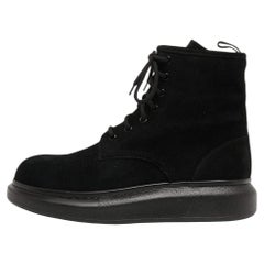 Used Alexander McQueen Black Suede High Top Sneakers Size 41