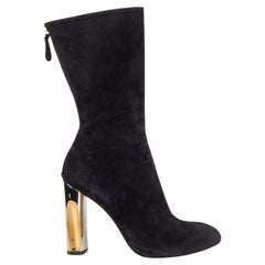 ALEXANDER MCQUEEN - Bottes en daim noir avec talon en métal 37,5