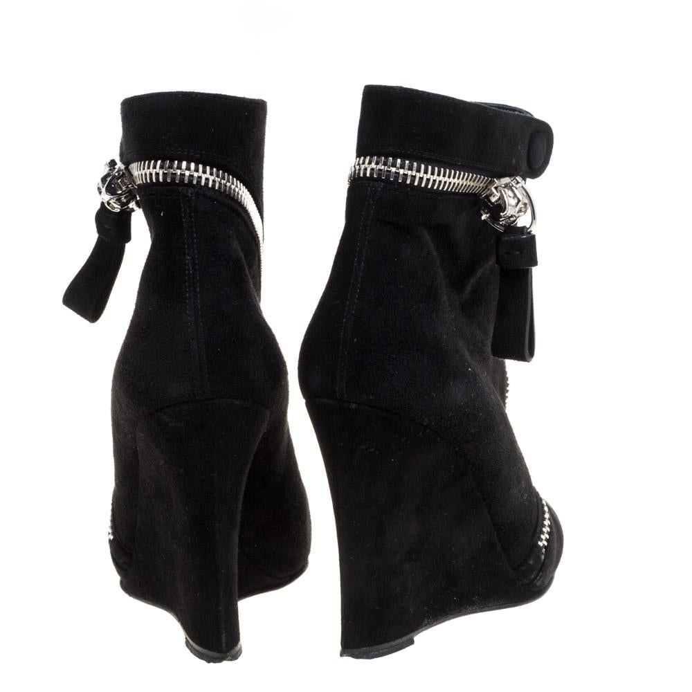 black suede wedge boots