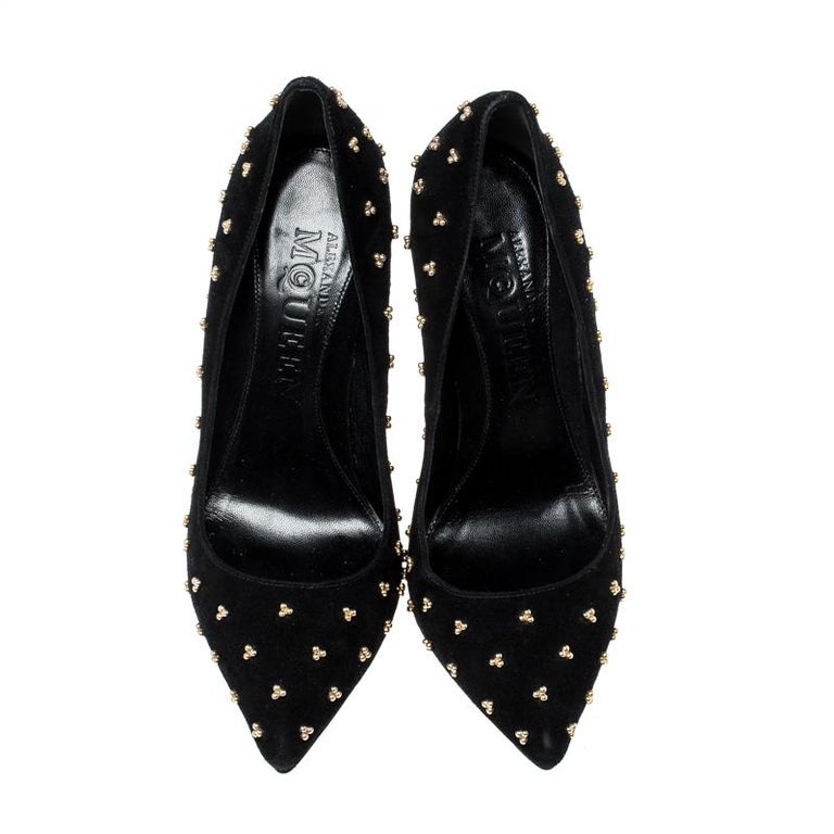 Alexander McQueen Black Suede Studded Pointed Toe Pumps Size 37 For ...