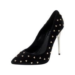 Alexander McQueen Black Suede Studded Pointed Toe Pumps Size 37