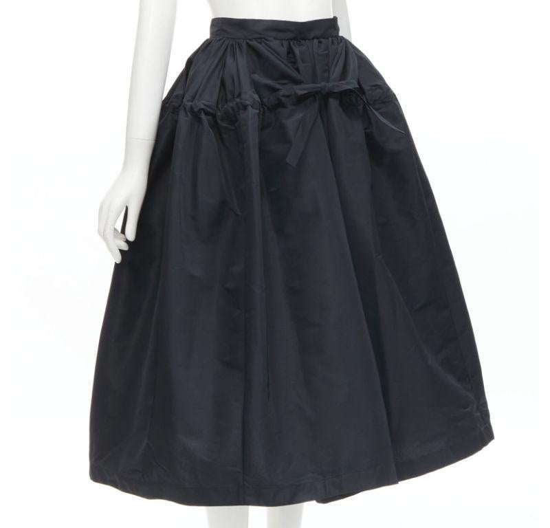 Black ALEXANDER MCQUEEN black taffeta drawstring tiered balloon midi skirt IT38 S