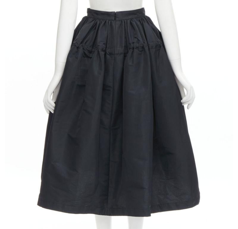 Women's ALEXANDER MCQUEEN black taffeta drawstring tiered balloon midi skirt IT38 S